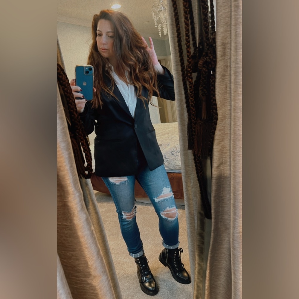 AllSaints Women's Donita Black Leather Combat Boot Size 8 US 38 EU